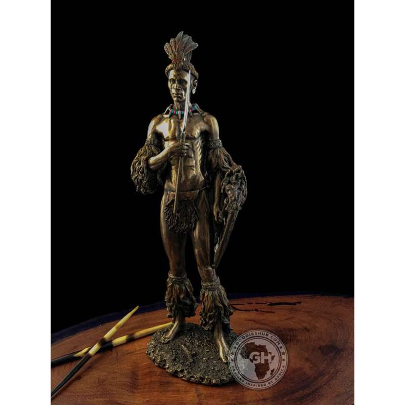 Shaka Zulu African Figurine Bronze Sculpture