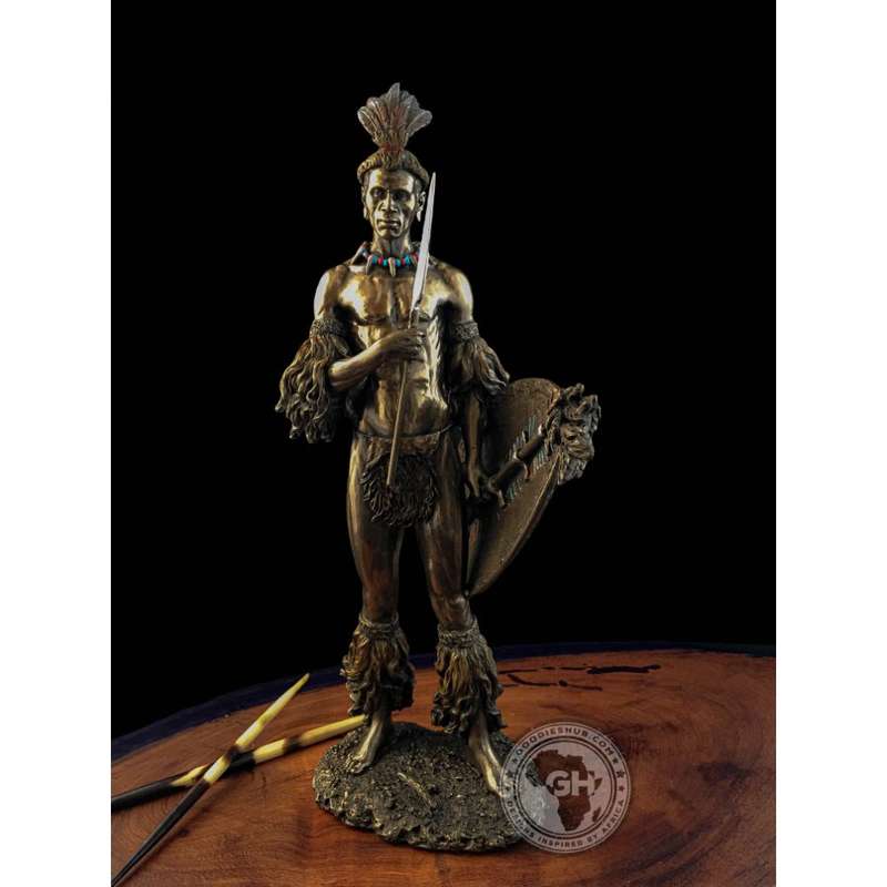 Shaka Zulu African Figurine Bronze Sculpture