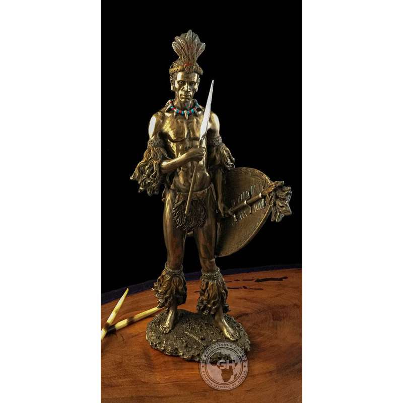 Shaka Zulu African Figurine Bronze Sculpture