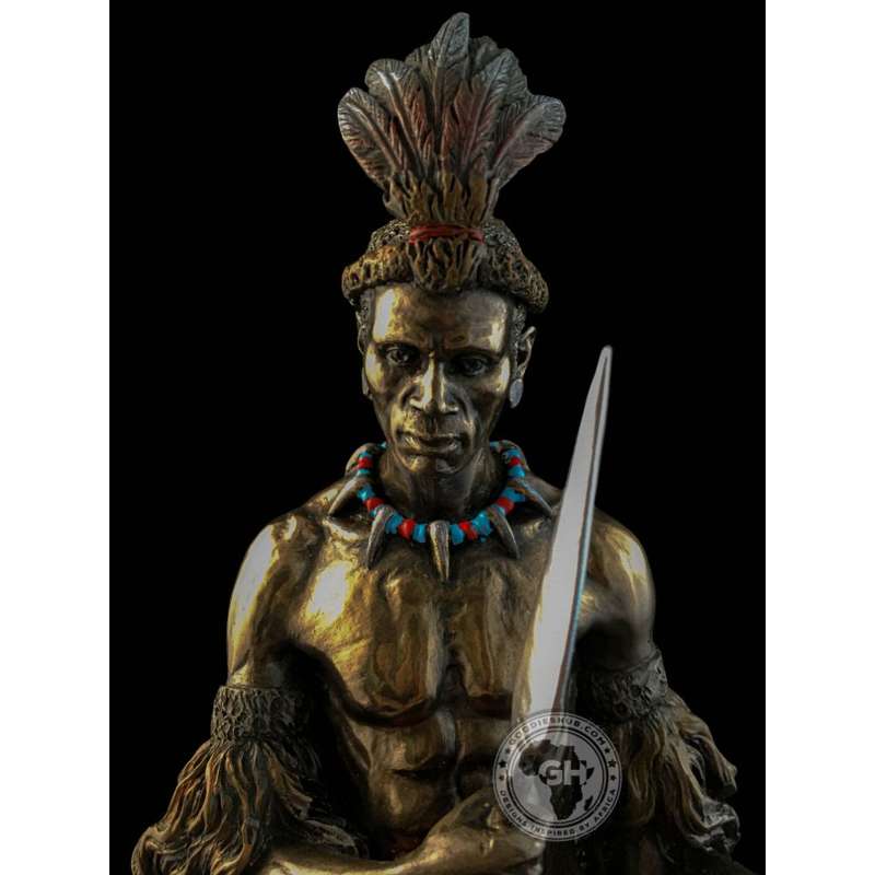 Shaka Zulu African Figurine Bronze Sculpture