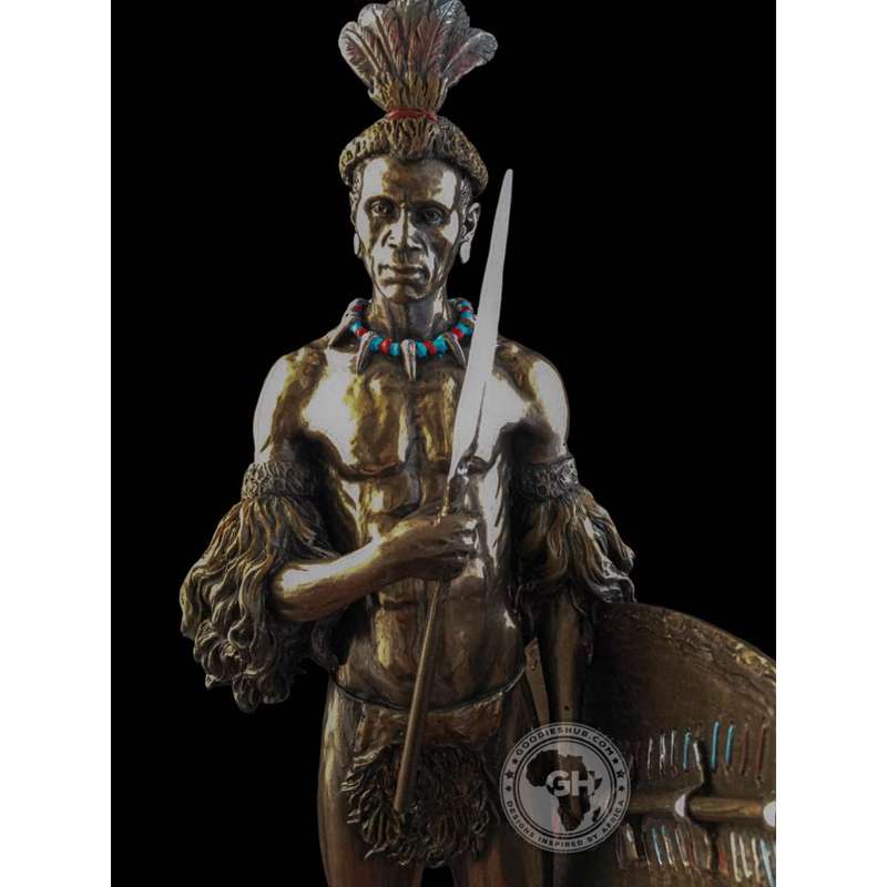 Shaka Zulu African Figurine Bronze Sculpture