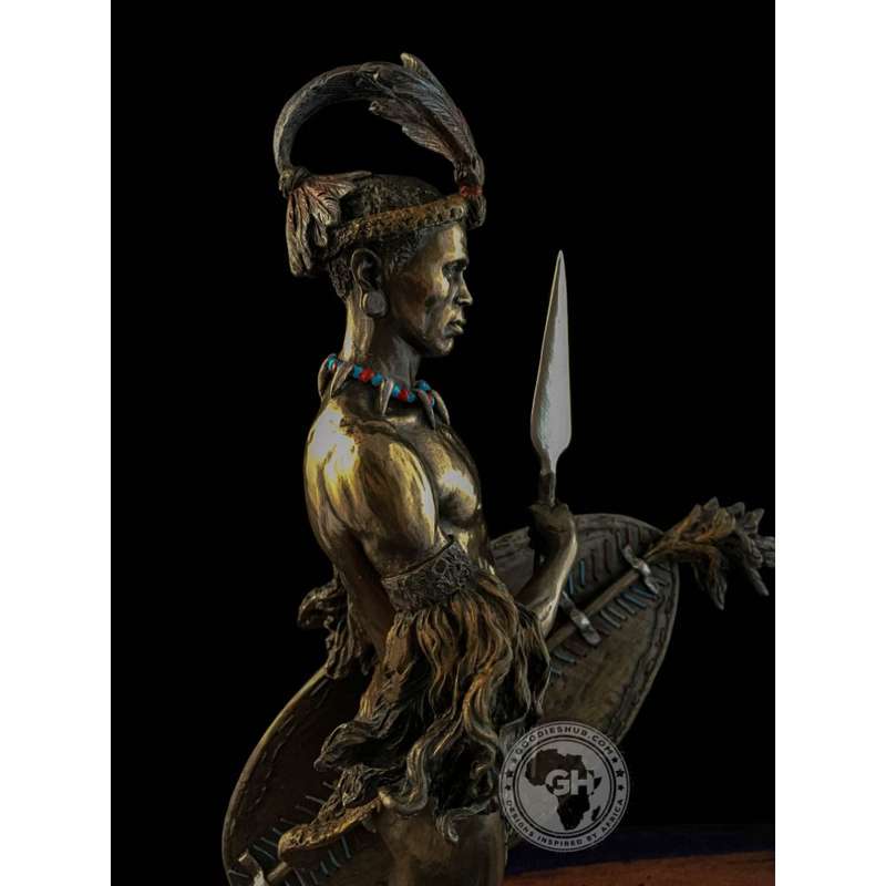 Shaka Zulu African Figurine Bronze Sculpture