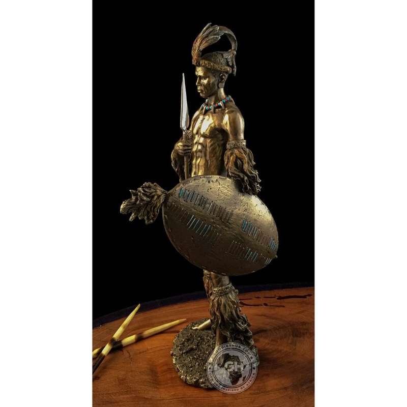 Shaka Zulu African Figurine Bronze Sculpture