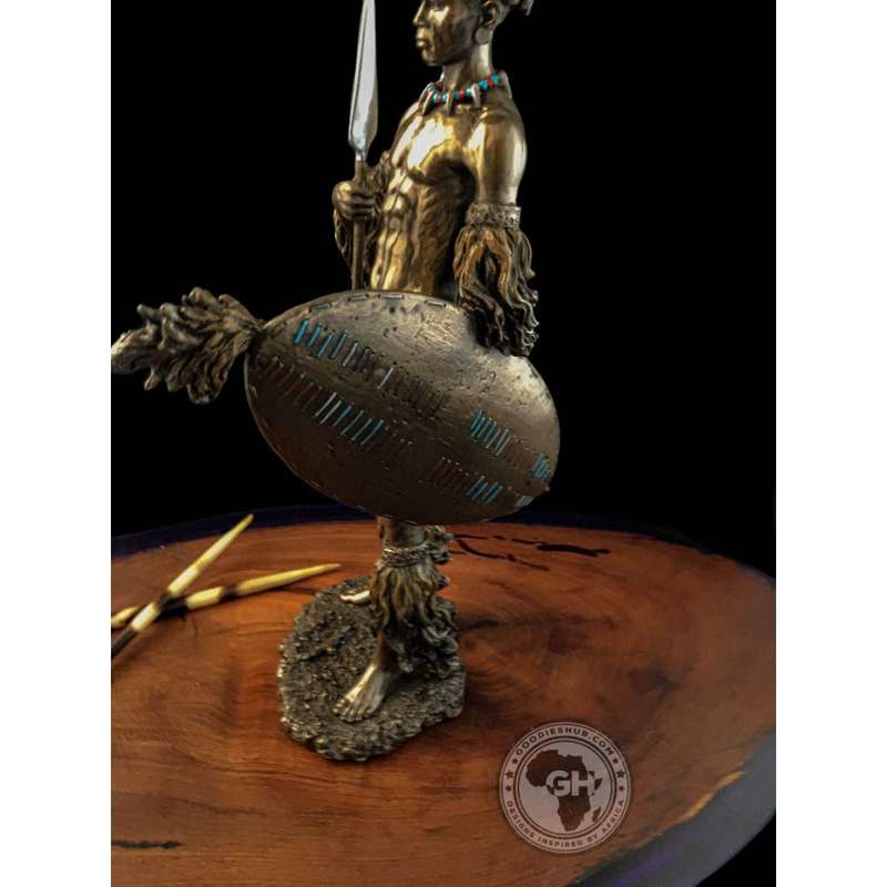 Shaka Zulu African Figurine Bronze Sculpture