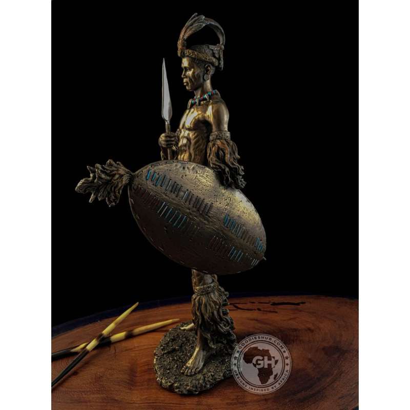 Shaka Zulu African Figurine Bronze Sculpture
