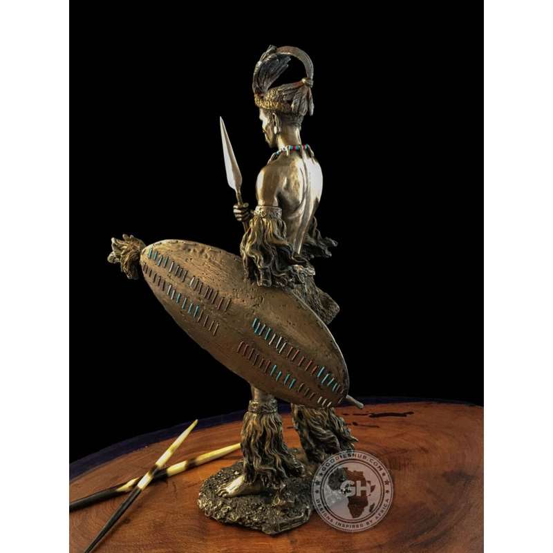 Shaka Zulu African Figurine Bronze Sculpture