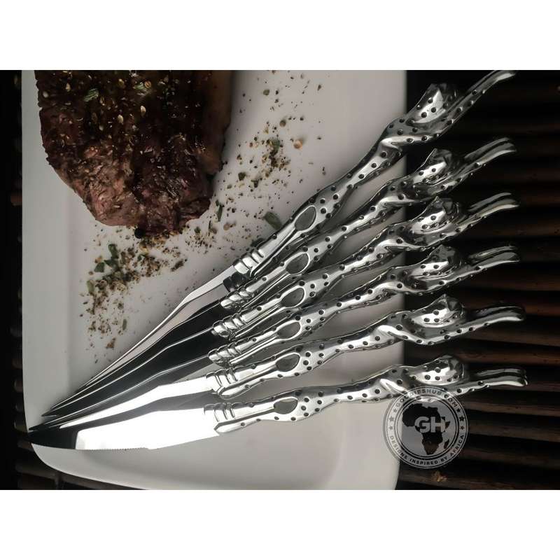 Steak Knife Set of 6 - Cheetah Africa Collection - Diana Carmichael