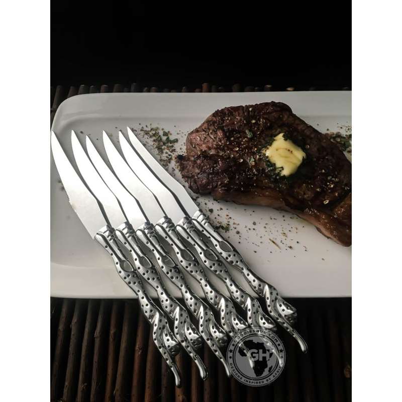 Steak Knife Set of 6 - Cheetah Africa Collection - Diana Carmichael