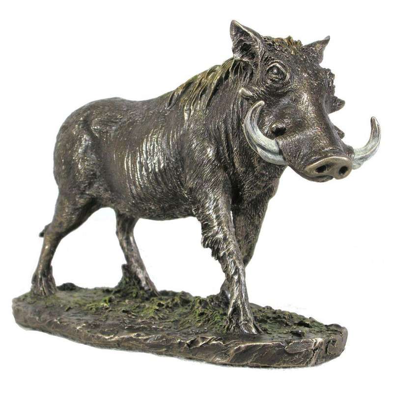 Warthog Standing Bronzed Sculpture