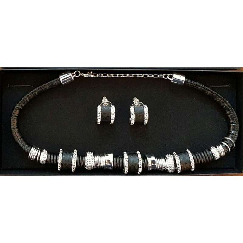Tribal Necklace & Earrings Set Black