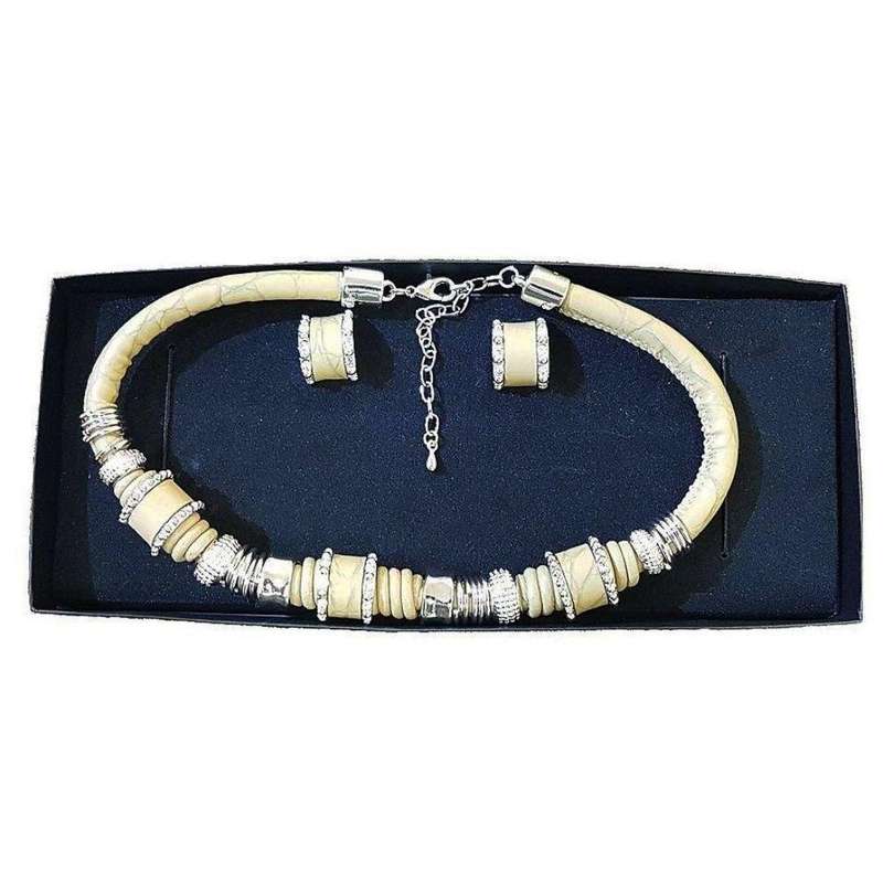 Tribal Necklace & Earrings Set Sand