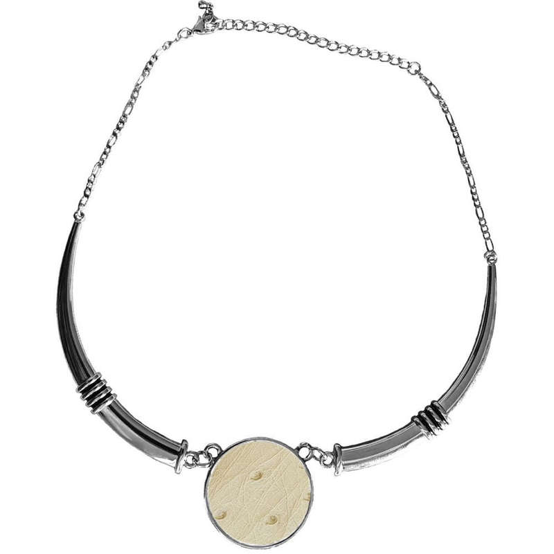 Ostrich Leather Necklace Tusk Design - Soia
