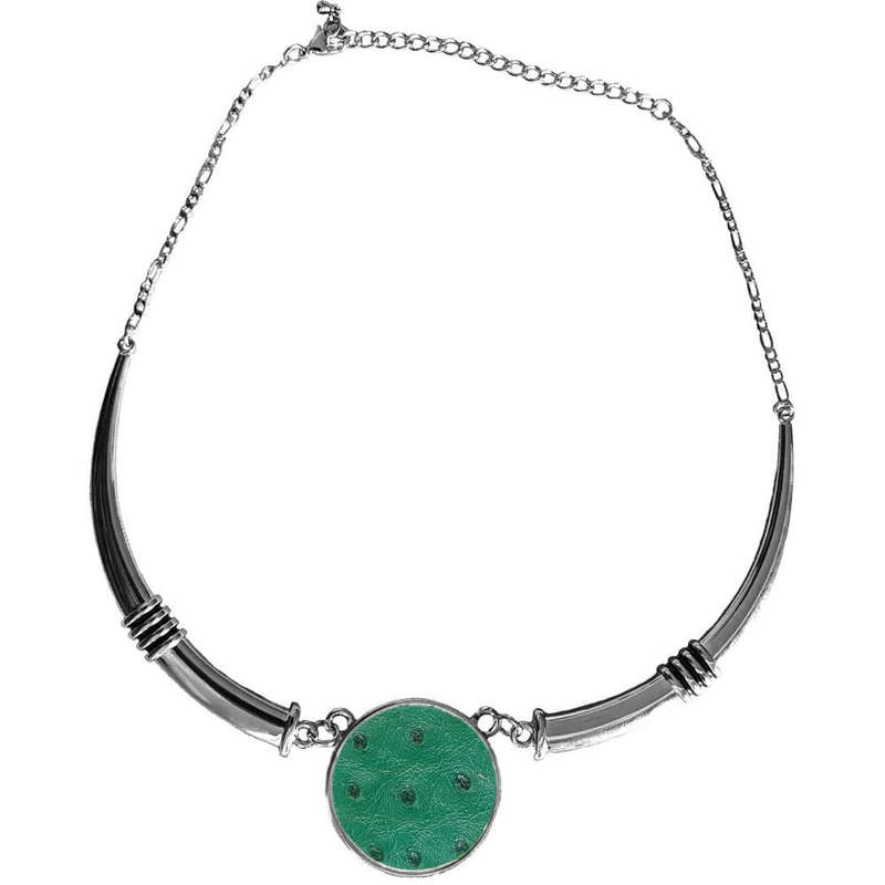 Ostrich Leather Necklace Tusk Design -Brilliant Green