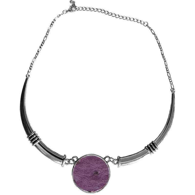 Ostrich Leather Necklace Tusk Design - African Violet