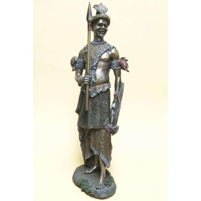 Zulu Chief African Figurine Bronze Sculpture