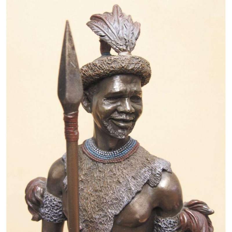 Zulu Chief African Figurine Bronze Sculpture