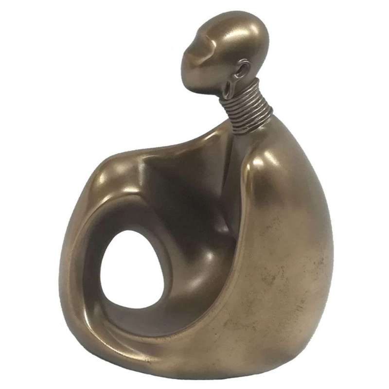Single Sitting African Abstract Figurine Bronze Sculpture
