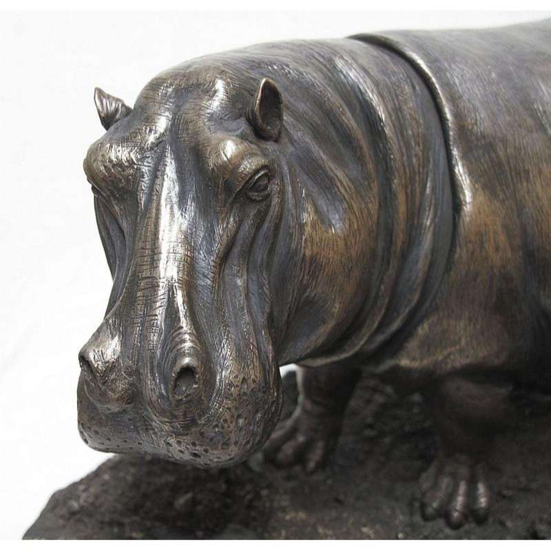 Hippo and Baby Bronzed Sculpture - Kiboko
