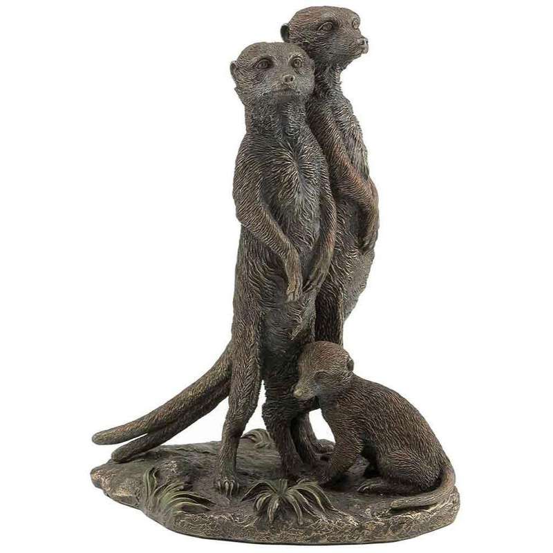 Meerkat Family Bronzed Sculpture
