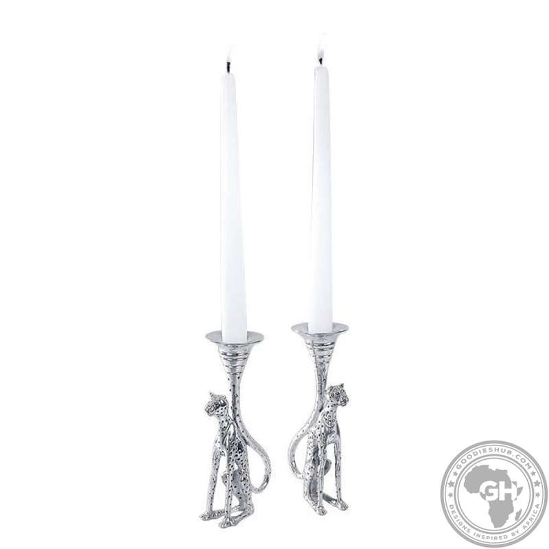 Candlestick Medium (Pair) - Cheetah Africa Collection - Diana Carmichael