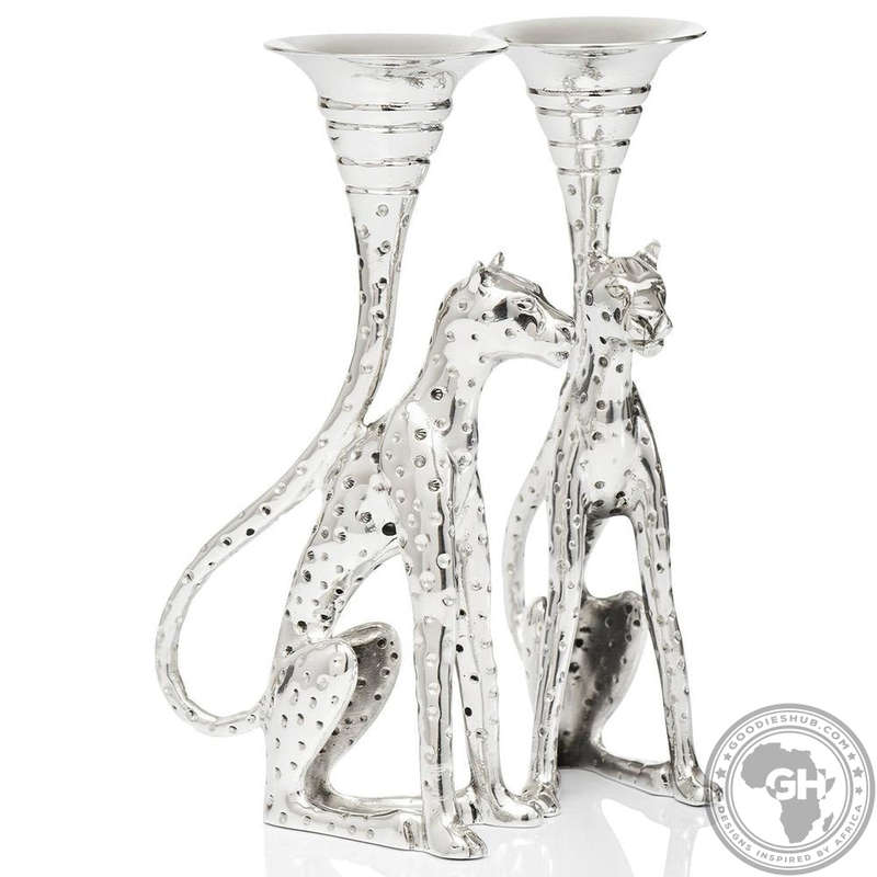 Candlestick Medium (Pair) - Cheetah Africa Collection - Diana Carmichael