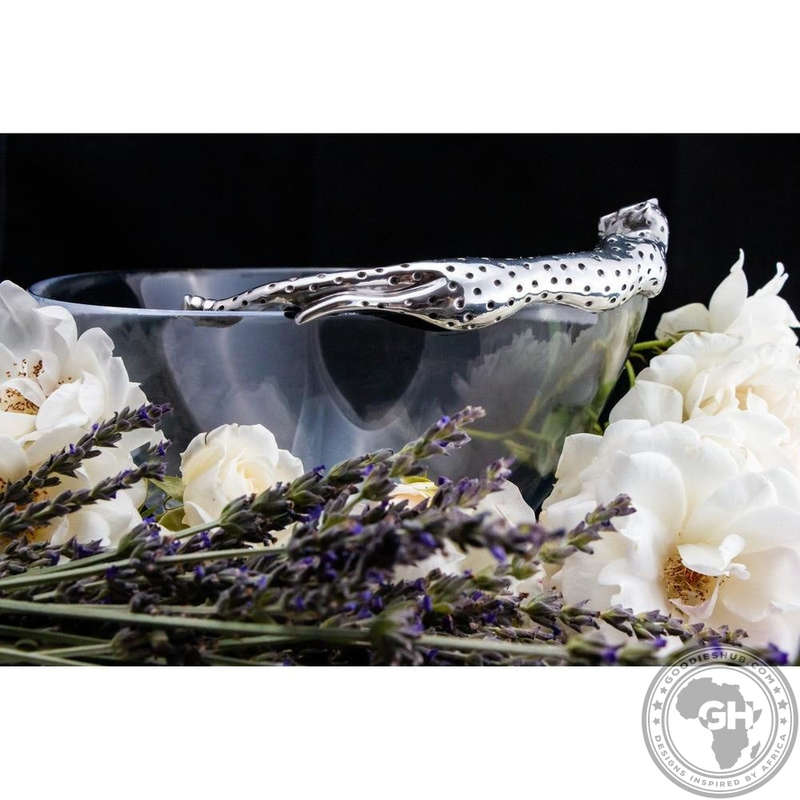 Dish Lying Cheetah & Small Salad Servers - Cheetah Africa Collection - Diana Carmichael