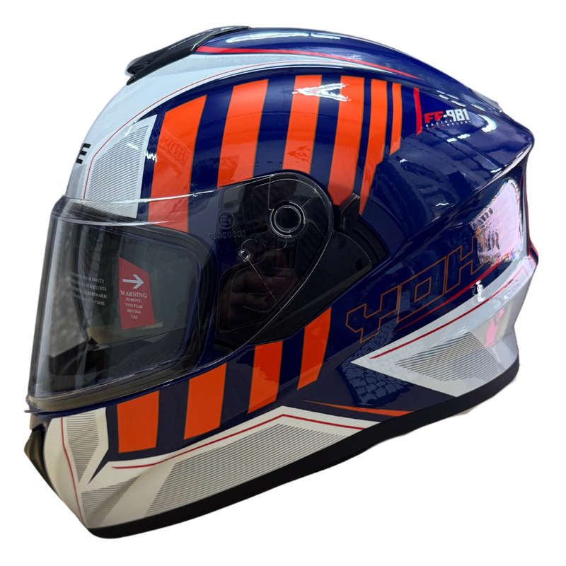 YOHE 981 Shinny White/Orange/Blue Gloss Helmet