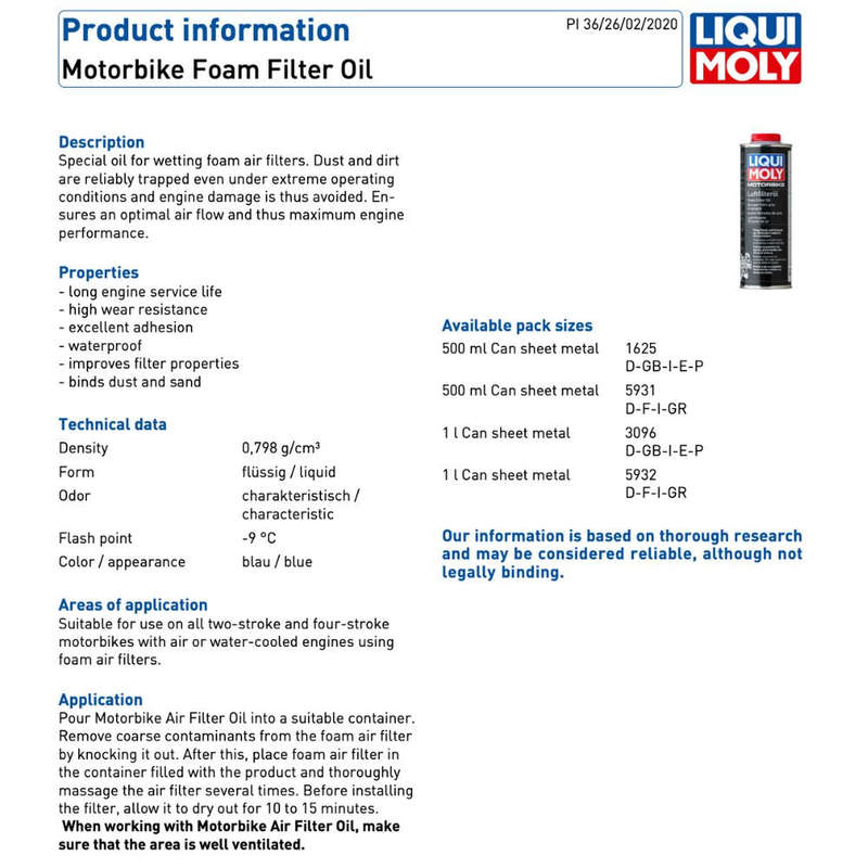 Liqui Moly Motorbike Foam Filter Oil
