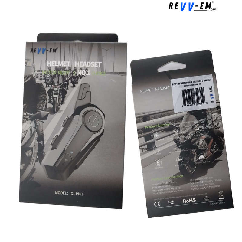 REVV-EM Universal Helmet Bluetooth Intercom Headset Kit