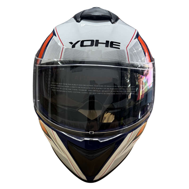YOHE 981 Shinny White/Orange/Blue Gloss Helmet