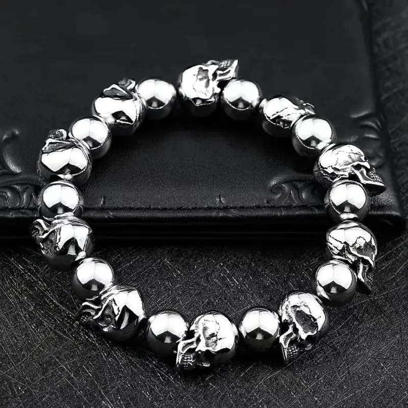 MCA Motorcycle Gothic Retro Full Skull Bracelet