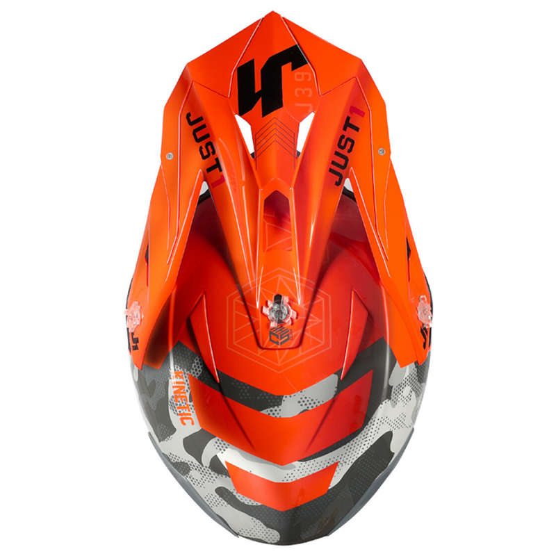 Just 1 J39 Kinetic Motocross Camo Grey/Red/Fluo Orange Helmet