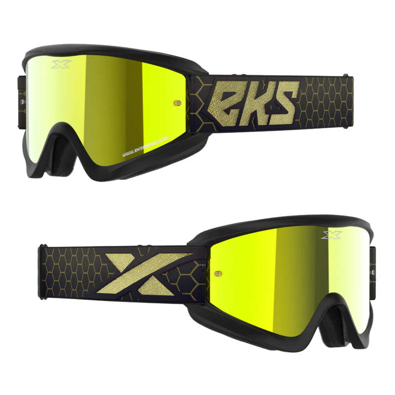 EKS Gox Flat Out Black/Gold Mirror Goggle