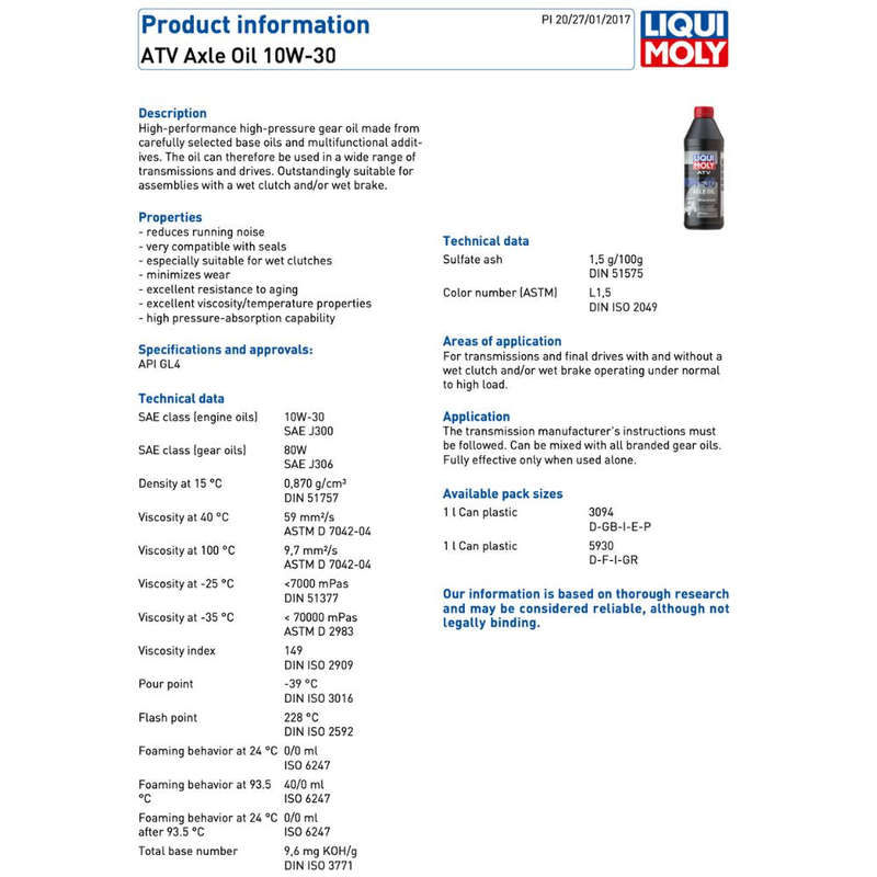 Liqui Moly Motorbike 10W30 ATV Axle Oil