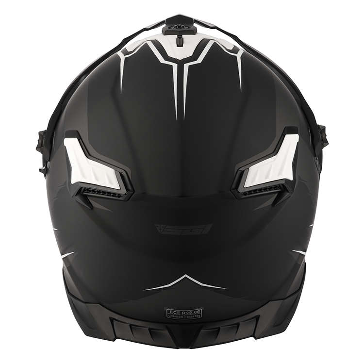 SGI Realm Ascent Gun-Metal/White Fibreglass Motorcycle Helmet