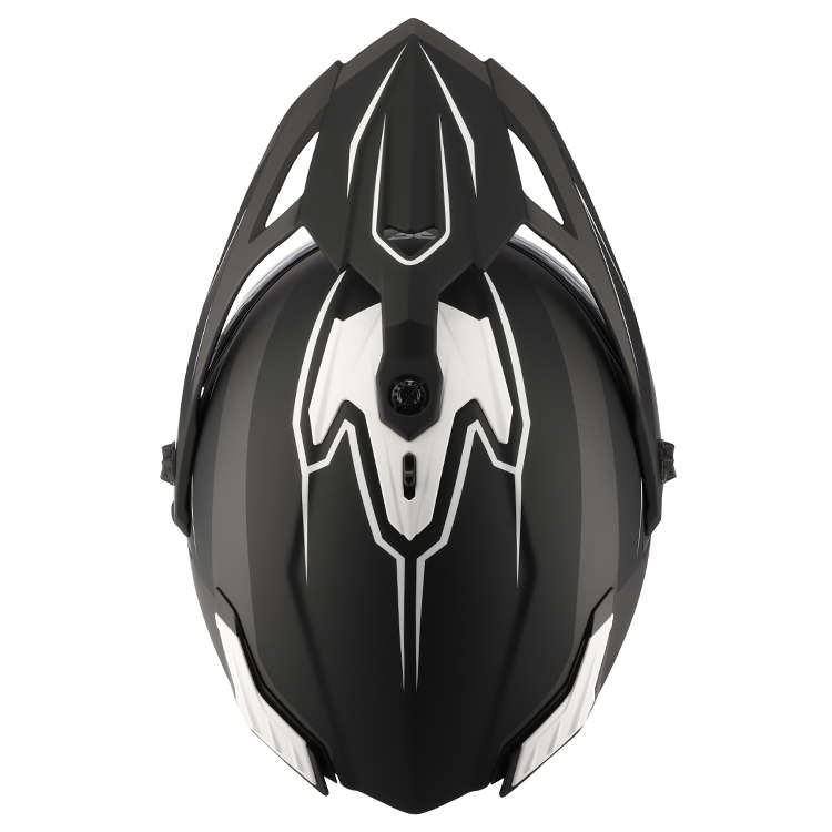 SGI Realm Ascent Gun-Metal/White Fibreglass Motorcycle Helmet
