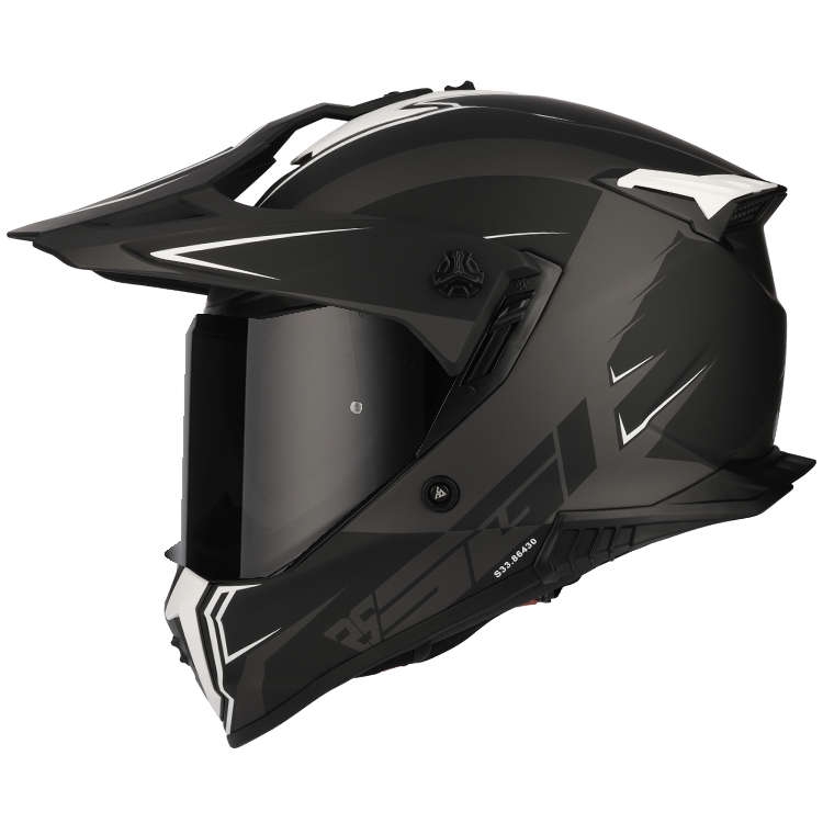 SGI Realm Ascent Gun-Metal/White Fibreglass Motorcycle Helmet