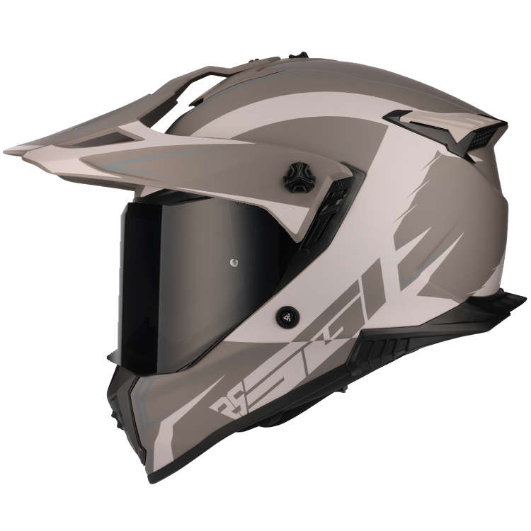 SGI Realm Ascent Sand/Gun-Metal Fibreglass Motorcycle Helmet