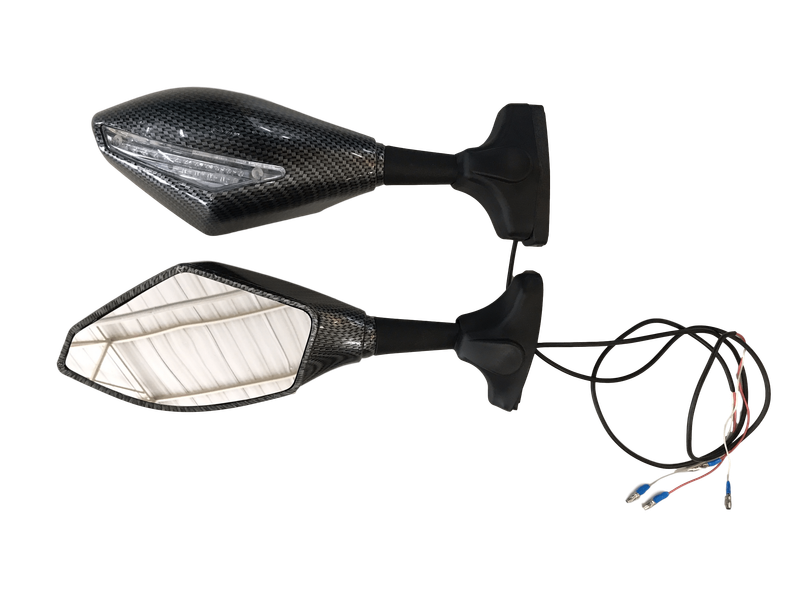 Rotracc Fairing Mount/LED Indicator Carbon Mirrors - Black