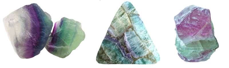 Natural Multi-Fluorite Gemstone  set in Solid .925 Sterling Silver Pendant
