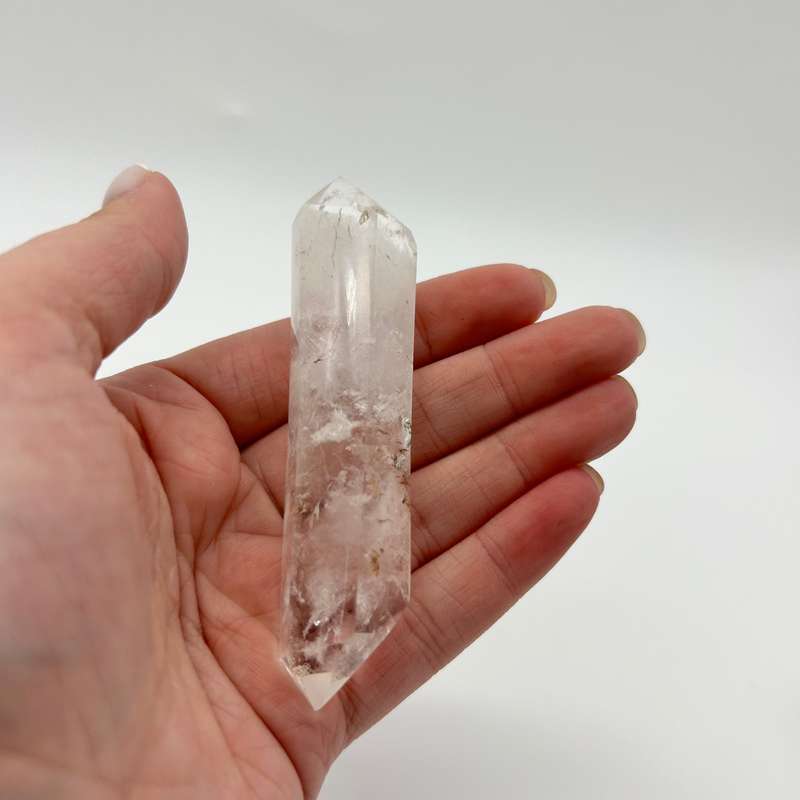 Double Terminated Tabby Crystal Wand With Red Hematite