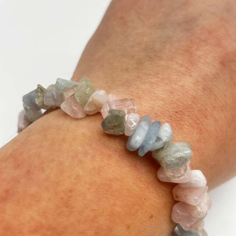 Morganite Crystal Chip Bracelet