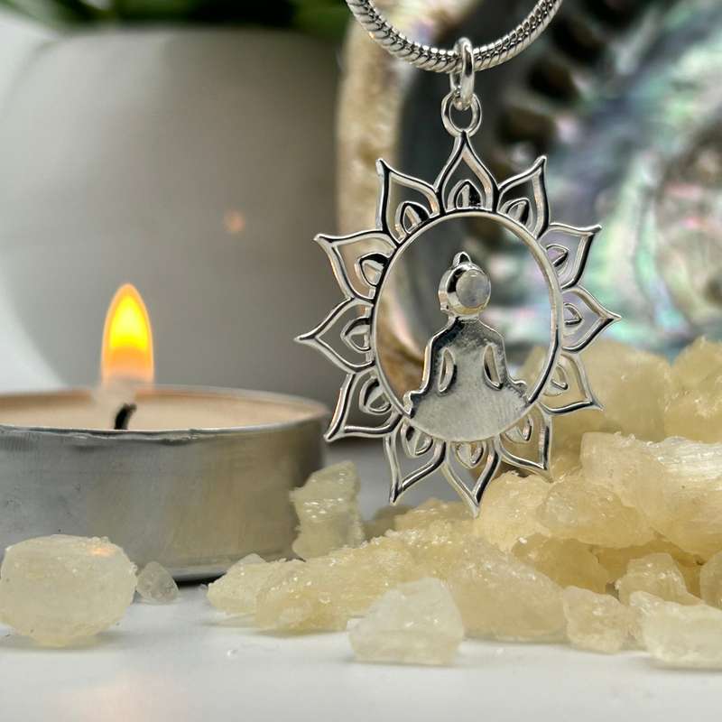 Enlightenment & Compassion Moonstone Sterling Silver Pendant