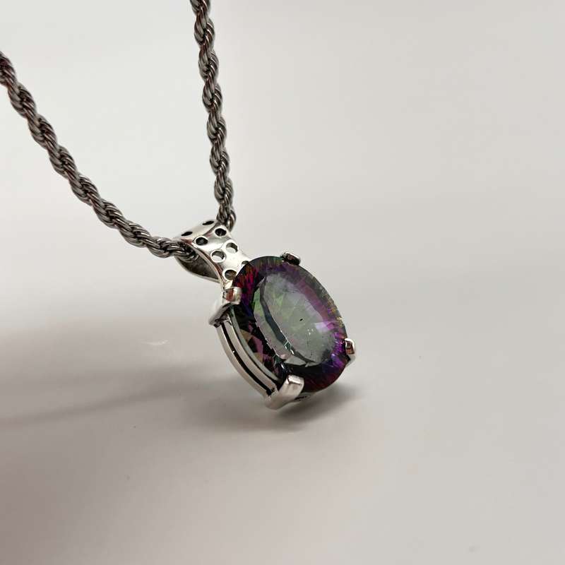 Sterling Silver Mystic Topaz Crystal Pendant