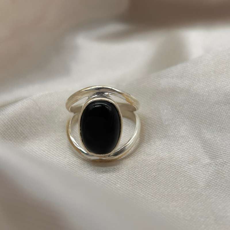 Sterling Silver Black Onyx Crystal Ring