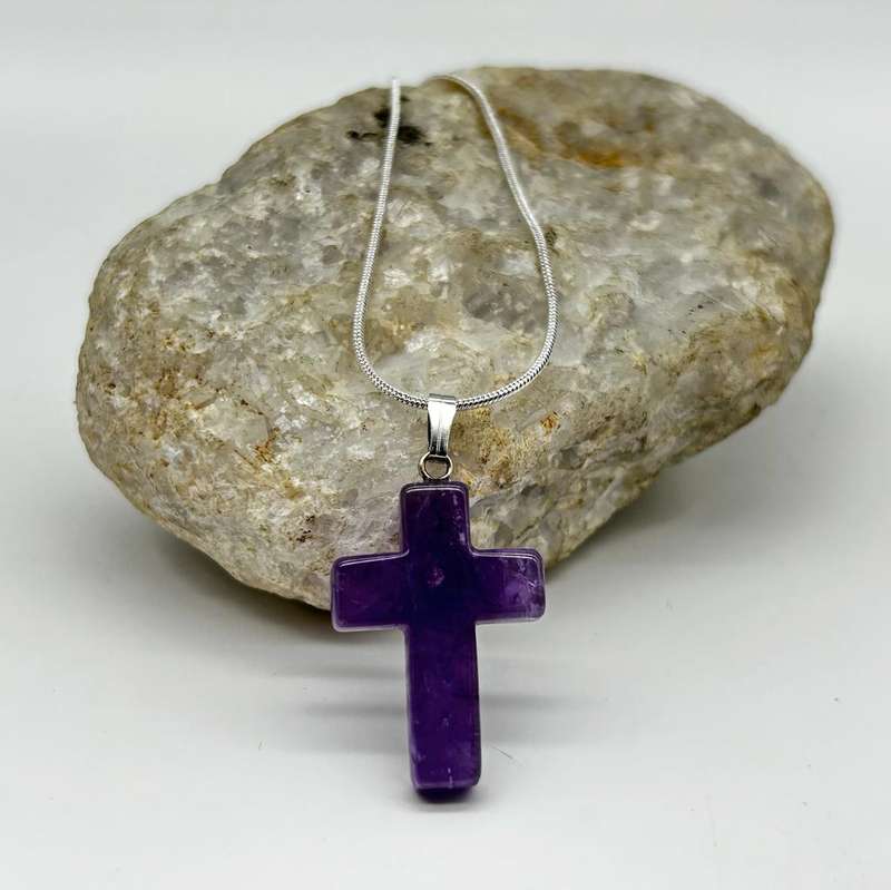 Amethyst Cross Crystal Pendant