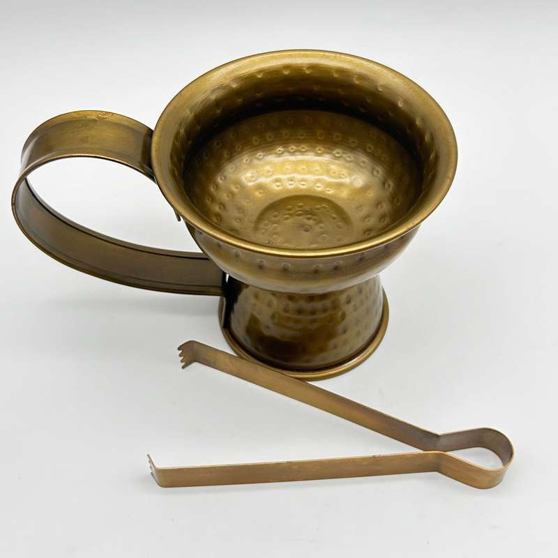 Iron Brass Resin Incense Holder With Tong
