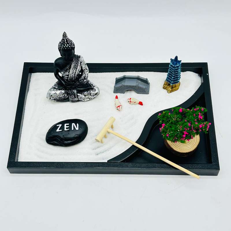 Buddha Zen Garden With Pink Tree