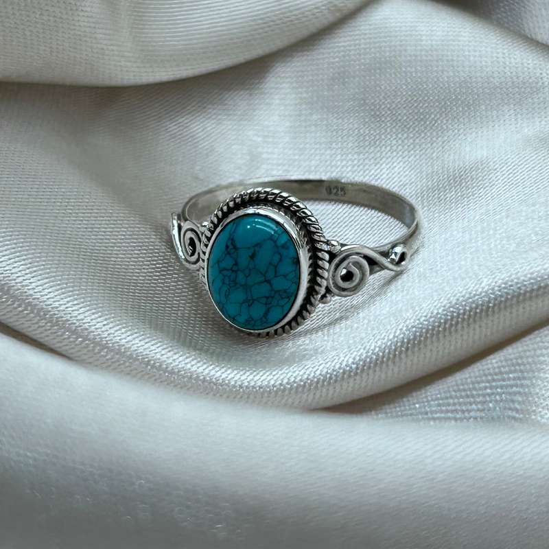Sterling Silver Turquoise Crystal Ring
