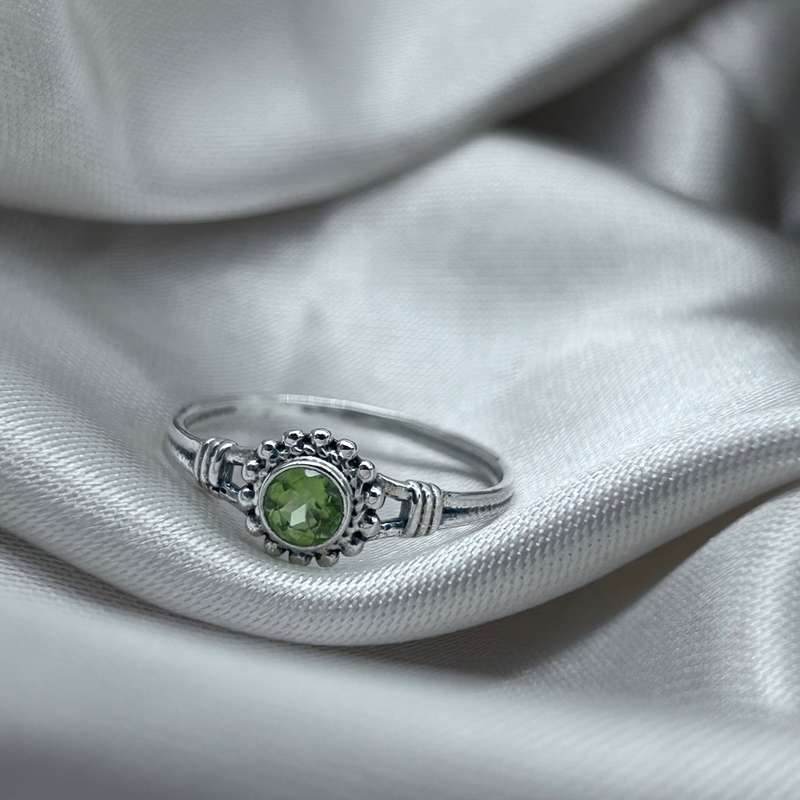 Peridot Crystal Sterling Silver Ring